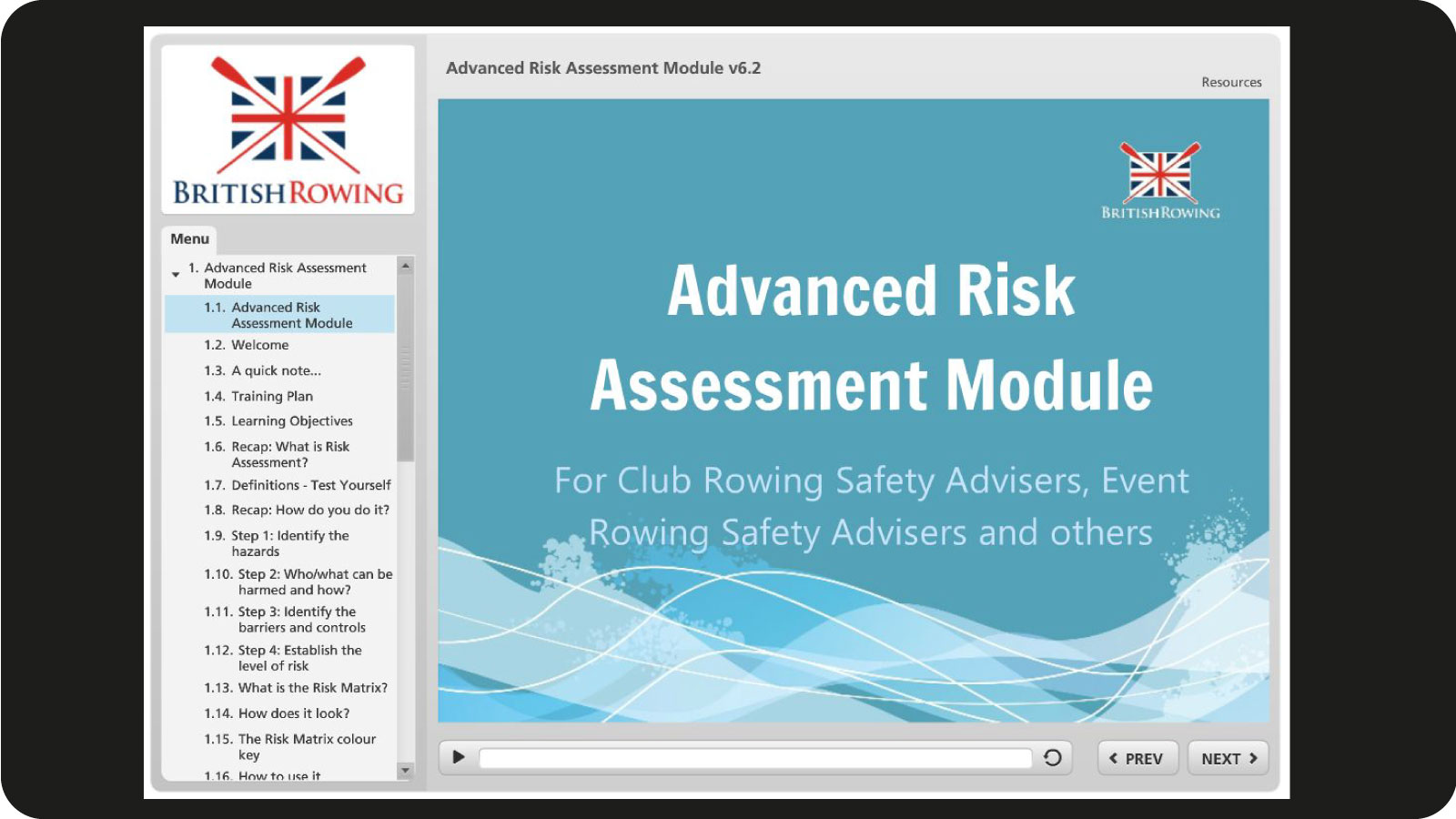 Advanced Risk Assessment Module - British Rowing