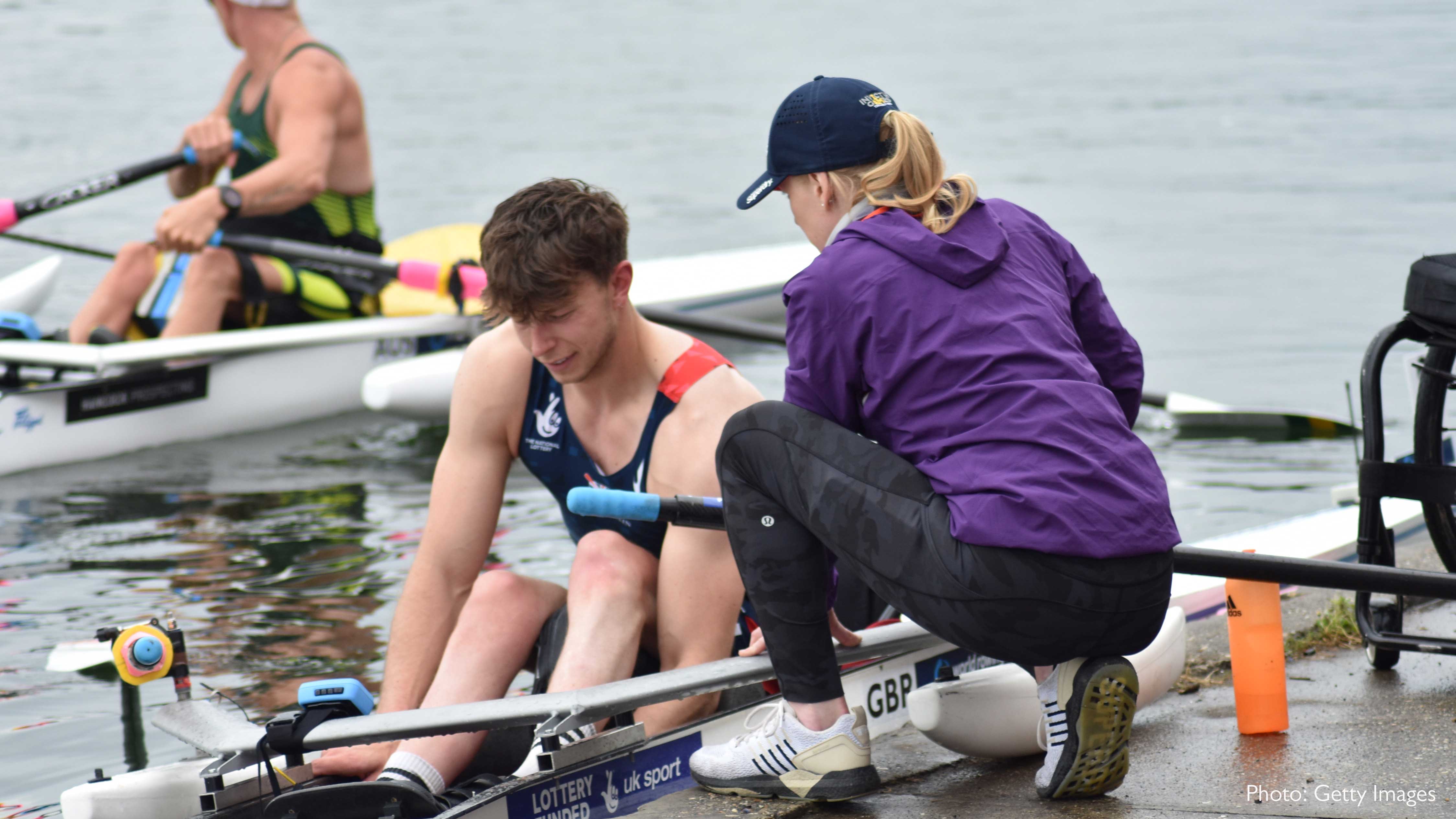 Para rowing coach with rower
