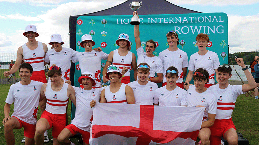 HIRR 2024 Junior Men with trophy and flag