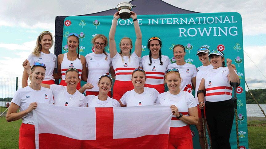 HIRR 2024 England Women with trophy and flag