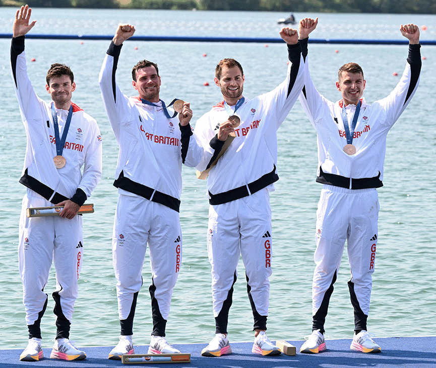 M4- with bronze medals at the Olympic Rowing Regatta 2024