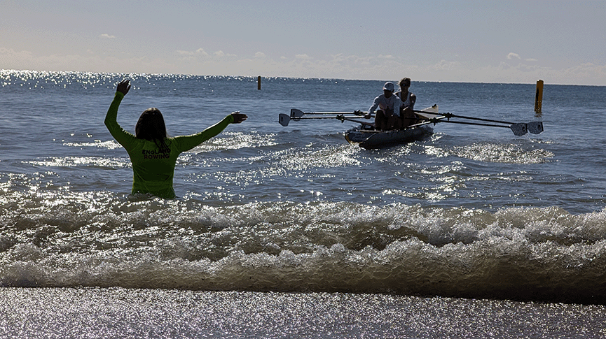 Coastal mixed double heading out towards buoys