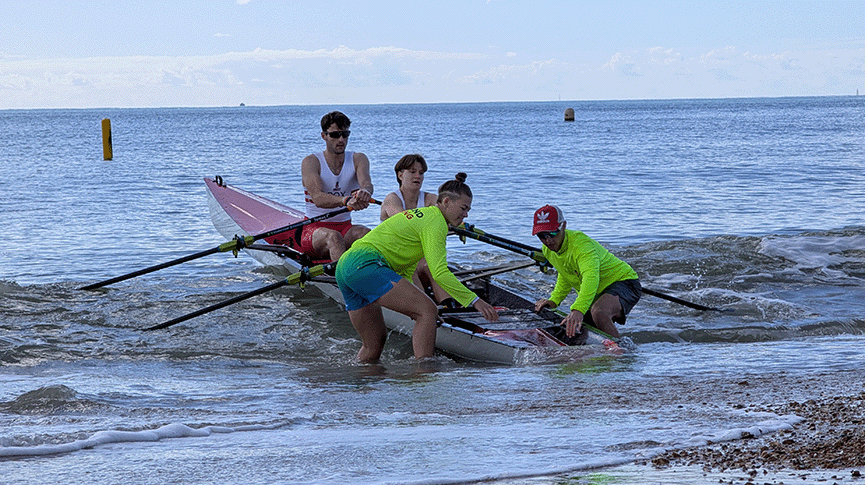 Mixed double launching from beach