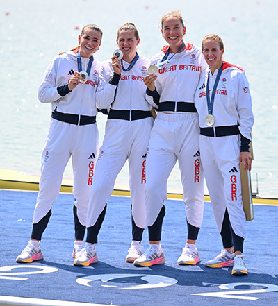 GB Women's 4- with silver medals at Paris 2024