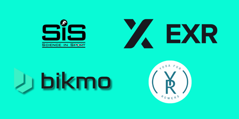 SiS, EXR, bikmo and Yoga for Rowers logos