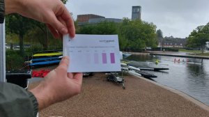 hands holding Earthwatch water testing chart