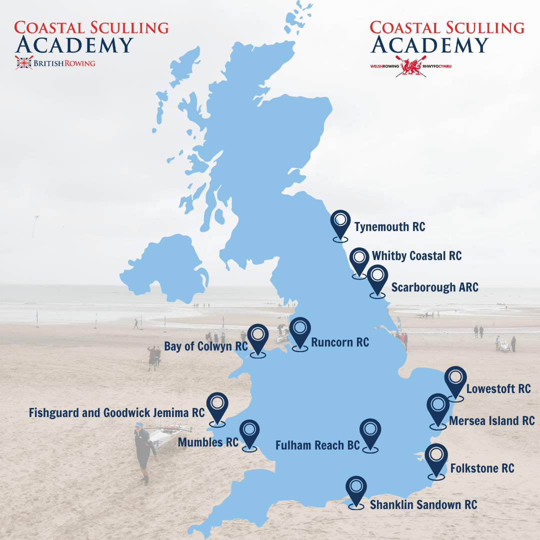 Map of Coastal Sculling Academies